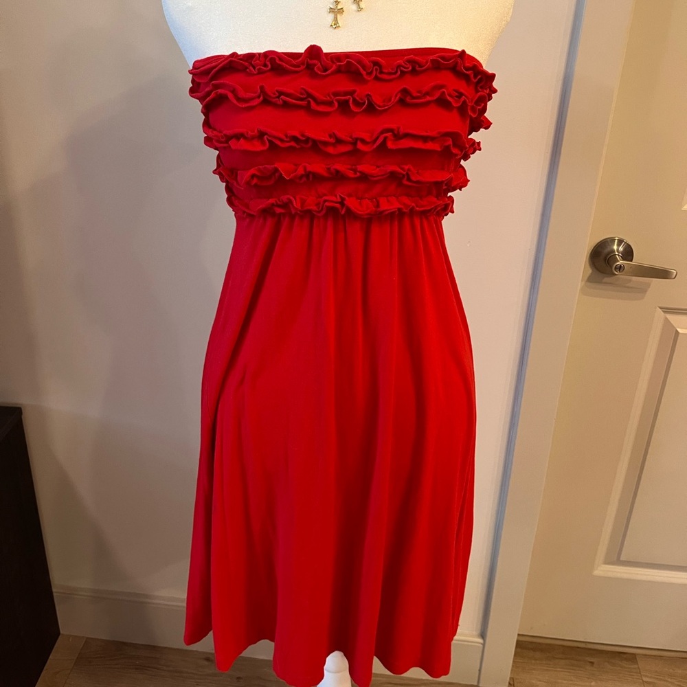Venus Vibrant Red Strapless Dress